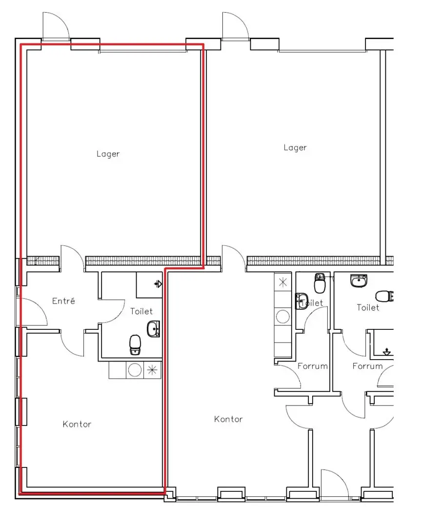 plantegning murervej 7b, 1a+1b med markering